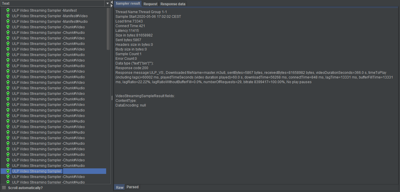 UbikLoadPack streaming plugin Low Latency dash metrics