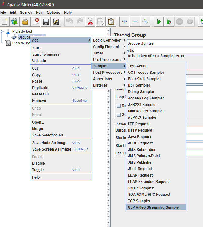 MPEG-DASH sampler menu