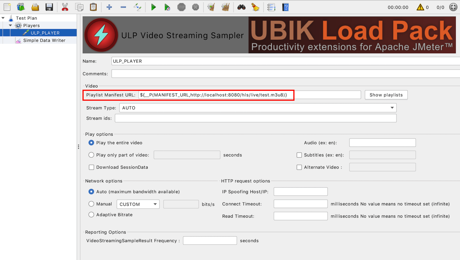 UbikLoadPack Video Sampler configuration