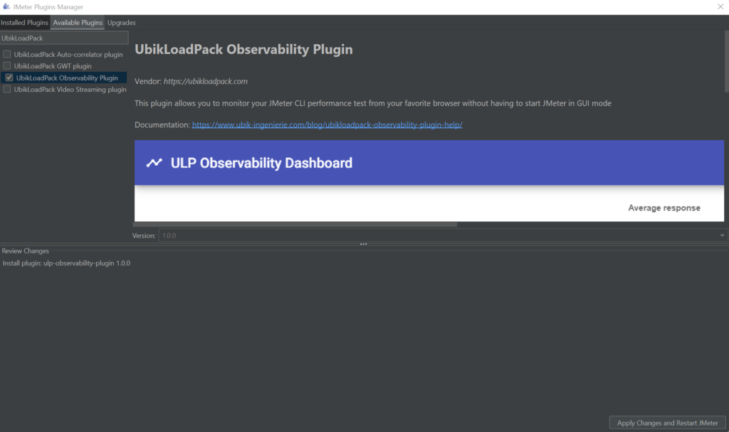 ULP Observability in JMeter plugin manager